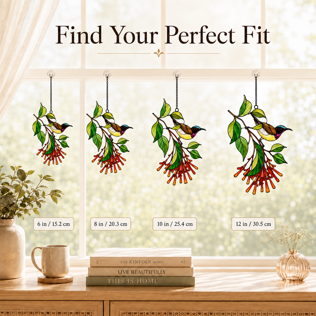 Sunbird & Firecracker Flower Holographic Acrylic Suncatcher
