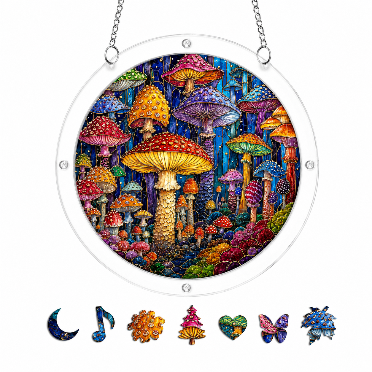 Mushroom Forest Acrylic Puzzle Suncatcher