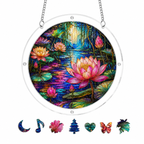 Moonlit Lotus Pond Acrylic Puzzle Suncatcher