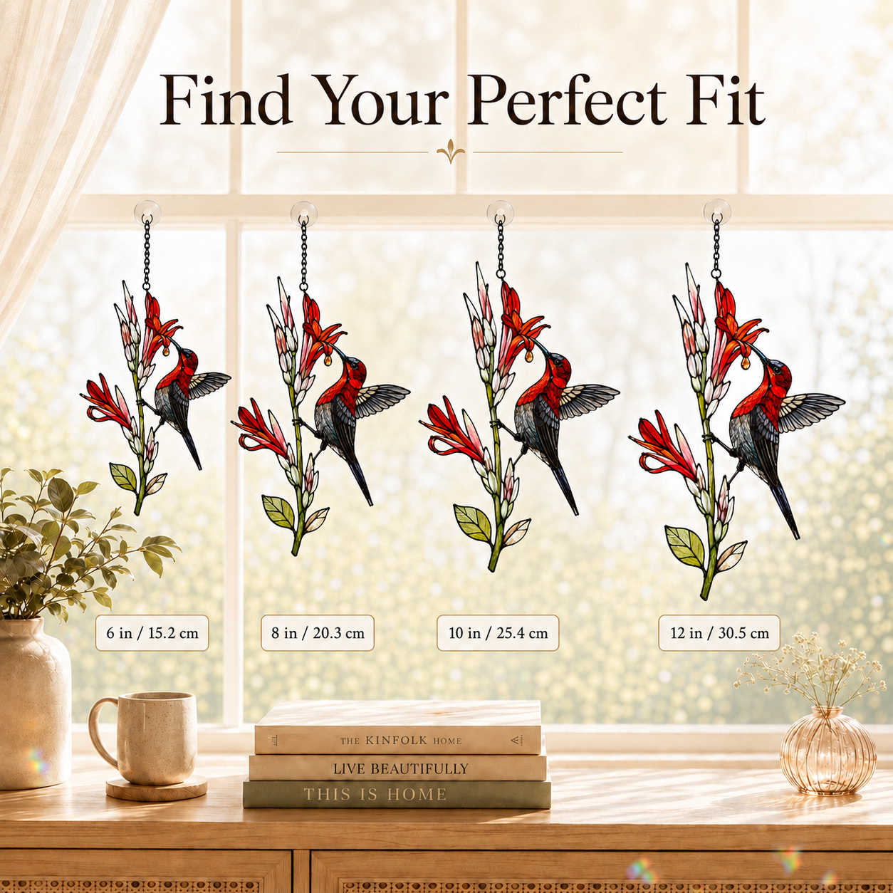 Crimson Sunbird & Canna Lily Holographic Acrylic Suncatcher