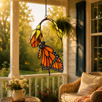 Monarch Butterfly & Pink Milkweed Bloom Holographic Acrylic Suncatcher