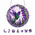 Amethyst Bellflower Hummingbird Acrylic Puzzle Suncatcher