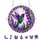 Amethyst Bellflower Hummingbird Acrylic Puzzle Suncatcher