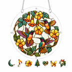 Hummingbird Yellow Flower Acrylic Puzzle Suncatcher