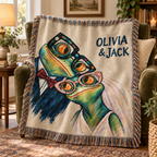 Personalized Sunday Best Frog Couple Woven Blanket