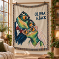 Personalized Sunday Best Frog Couple Woven Blanket
