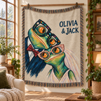 Personalized Sunday Best Frog Couple Woven Blanket