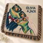Personalized Sunday Best Frog Couple Woven Blanket