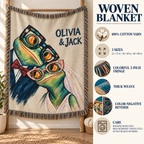 Personalized Sunday Best Frog Couple Woven Blanket
