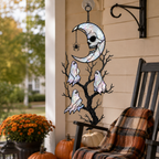 Skull Moon & Ghost Tree Holographic Acrylic Suncatcher
