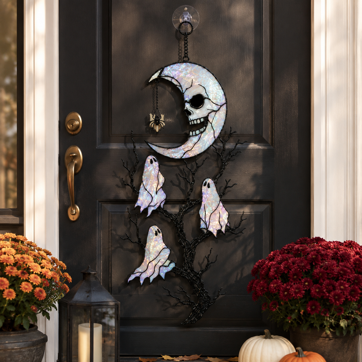 Skull Moon & Ghost Tree Holographic Acrylic Suncatcher