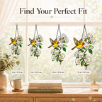 Western Tanager & White Roses Holographic Acrylic Suncatcher
