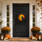 Raven on Branch with Harvest Moon Holographic Acrylic Suncatcher