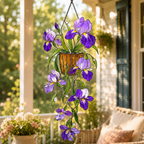 Purple Iris Hanging Basket Holographic Acrylic Suncatcher