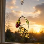 Swallowtail Butterfly & Pink Blossom Holographic Acrylic Suncatcher