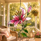 Stargazer Lily Flower Holographic Acrylic Suncatcher