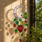Strawberry Crescent Moon Holographic Acrylic Suncatcher