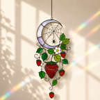 Strawberry Crescent Moon Holographic Acrylic Suncatcher