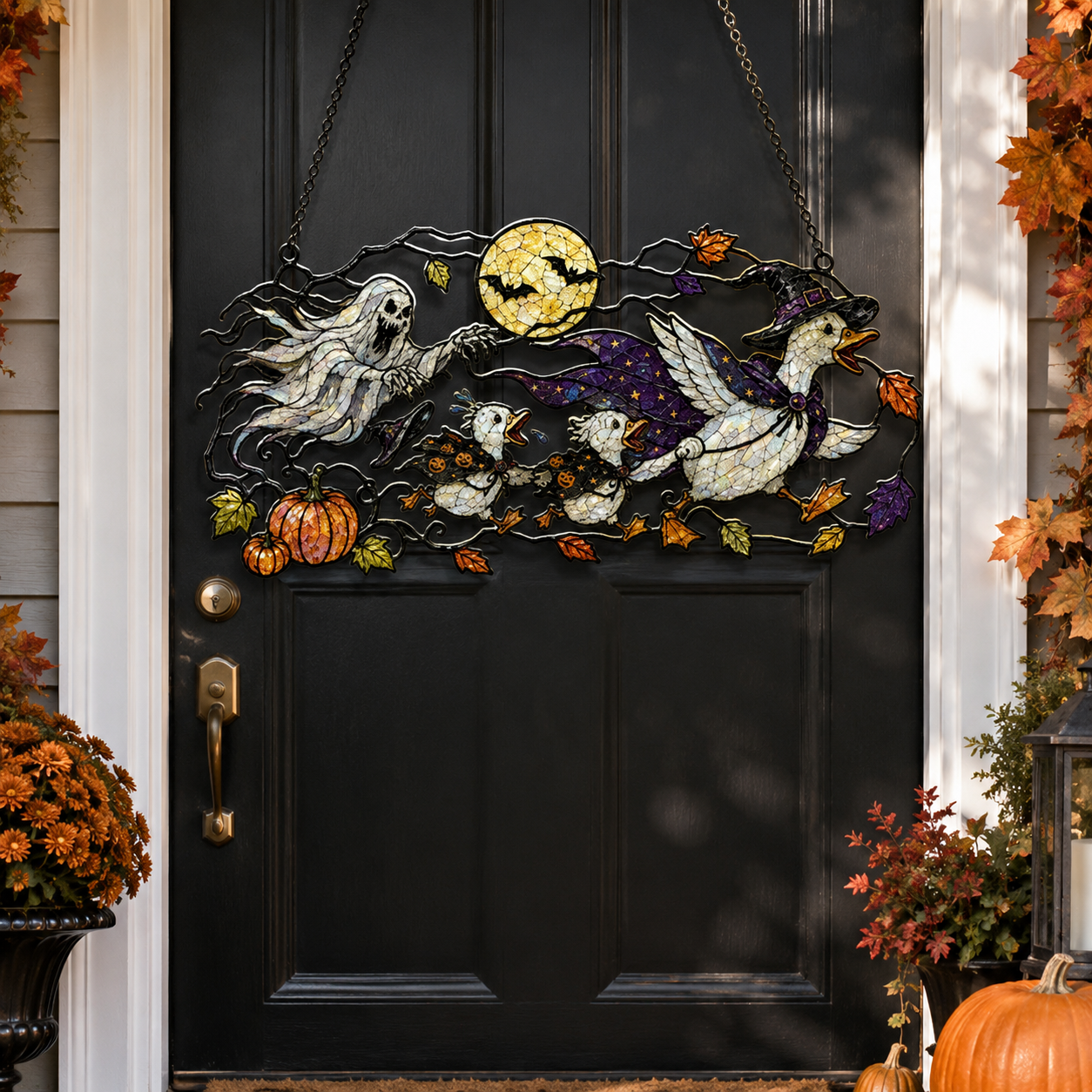 Ghosts & Ravens under the Harvest Moon Holographic Acrylic Suncatcher