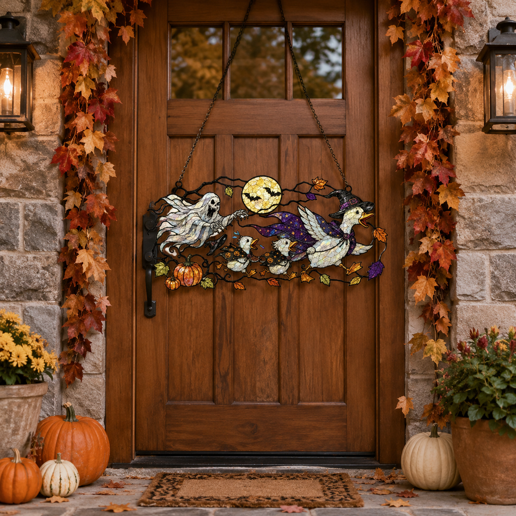 Ghosts & Ravens under the Harvest Moon Holographic Acrylic Suncatcher