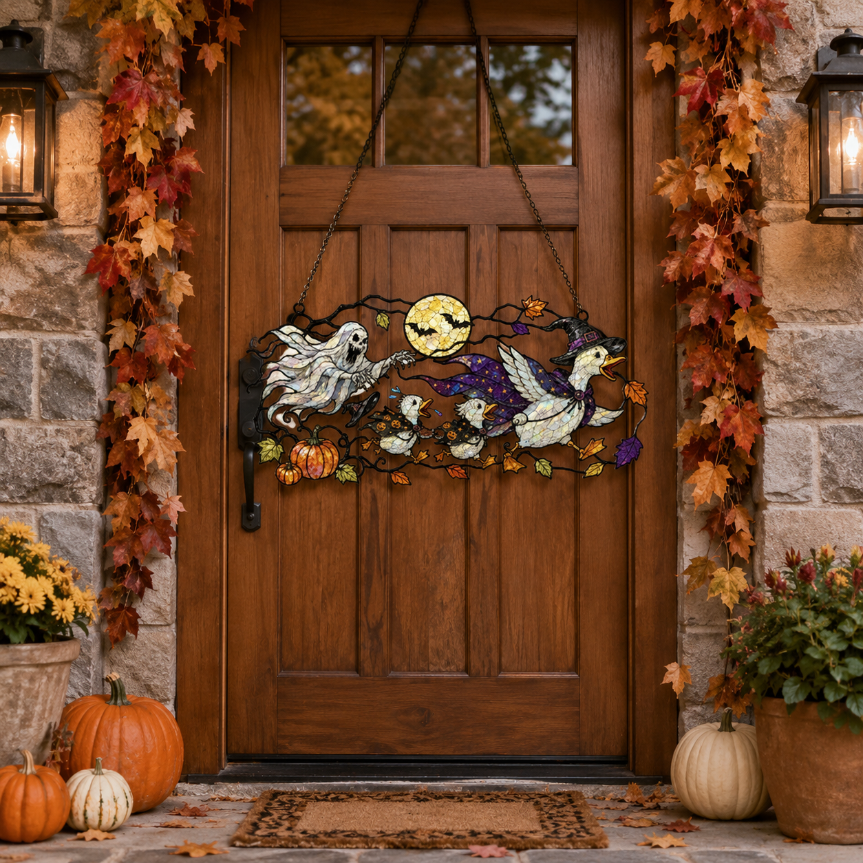 Ghosts & Ravens under the Harvest Moon Holographic Acrylic Suncatcher