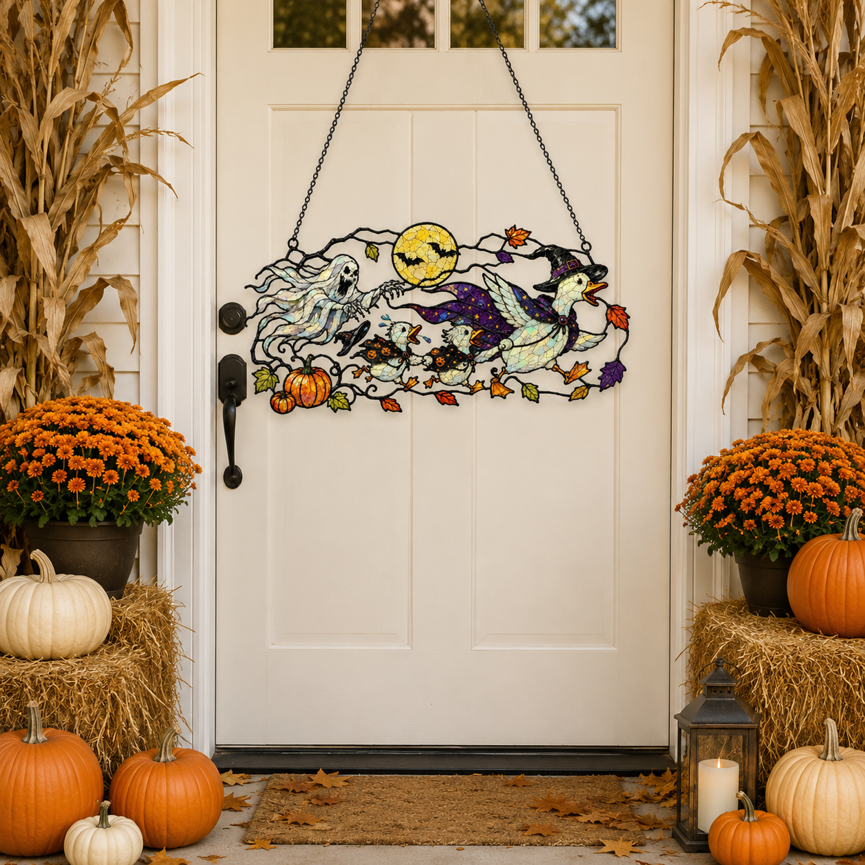 Ghosts & Ravens under the Harvest Moon Holographic Acrylic Suncatcher