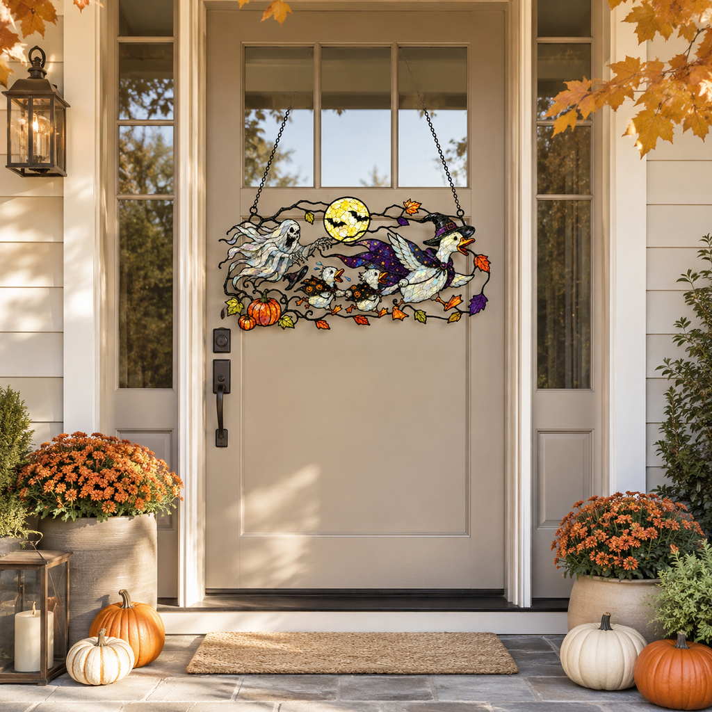Ghosts & Ravens under the Harvest Moon Holographic Acrylic Suncatcher