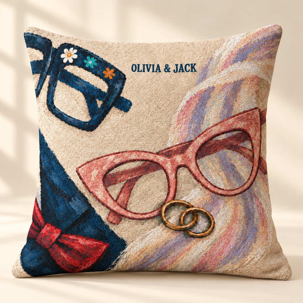 Personalized Sunday Best Frog Couple Woven Throw Pillow