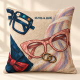 Personalized Sunday Best Frog Couple Woven Throw Pillow