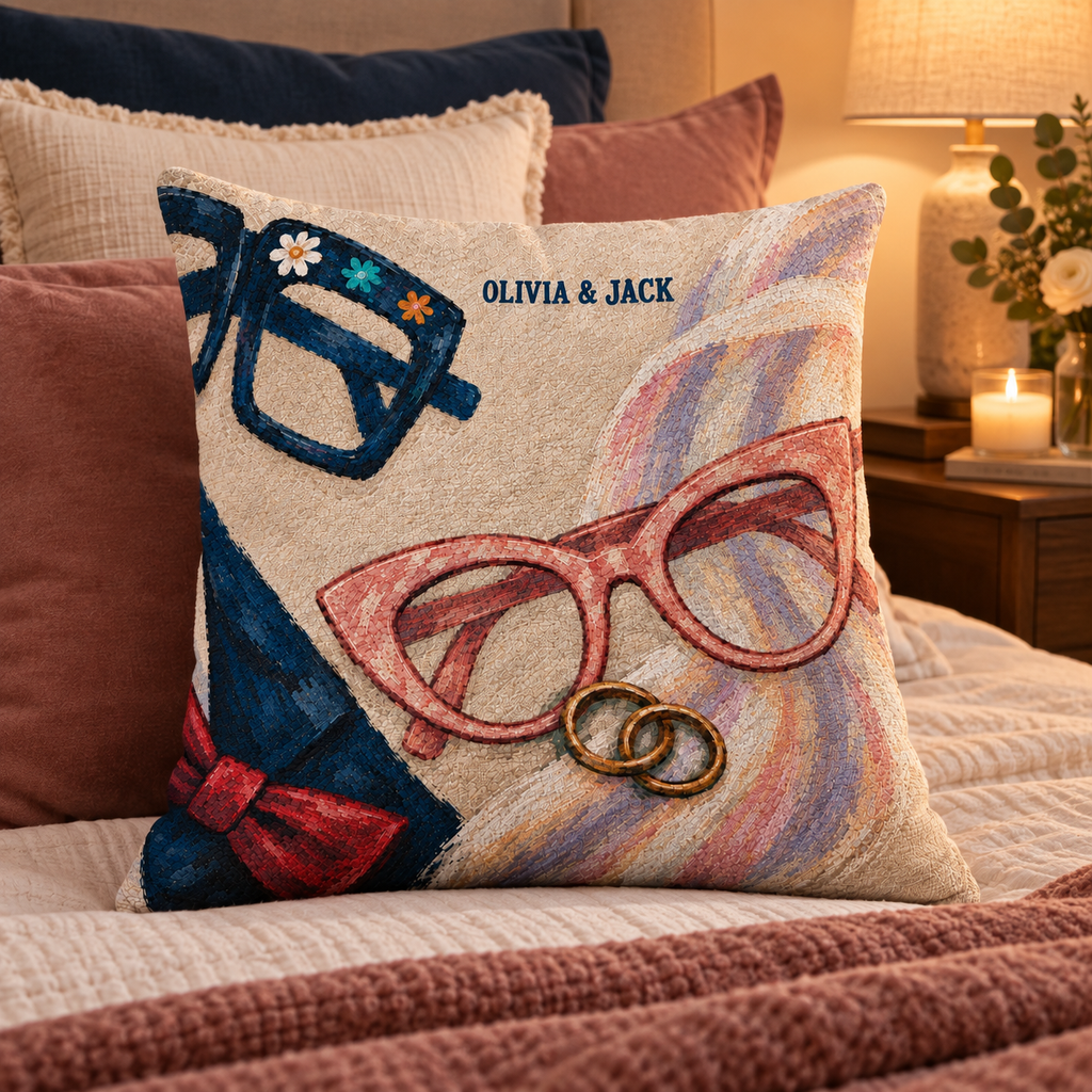 Personalized Sunday Best Frog Couple Woven Throw Pillow