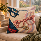 Personalized Sunday Best Frog Couple Woven Throw Pillow