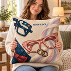 Personalized Sunday Best Frog Couple Woven Throw Pillow