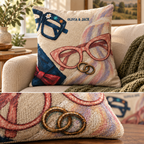 Personalized Sunday Best Frog Couple Woven Throw Pillow