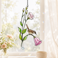Wren & Pink Lisianthus Holographic Acrylic Suncatcher