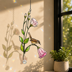 Wren & Pink Lisianthus Holographic Acrylic Suncatcher