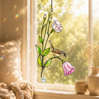 Wren & Pink Lisianthus Holographic Acrylic Suncatcher