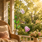 Wren & Pink Lisianthus Holographic Acrylic Suncatcher