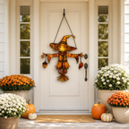 Scarecrow in Witch Hat with Acorn & Leaf Holographic Acrylic Suncatcher