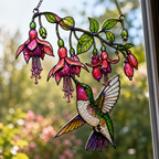 Fuchsia Hummingbird Holographic Acrylic Suncatcher