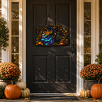 Witch with Flowing Gown & Black Cat Autumn Tree Holographic Acrylic Suncatcher