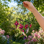 Fuchsia Hummingbird Holographic Acrylic Suncatcher