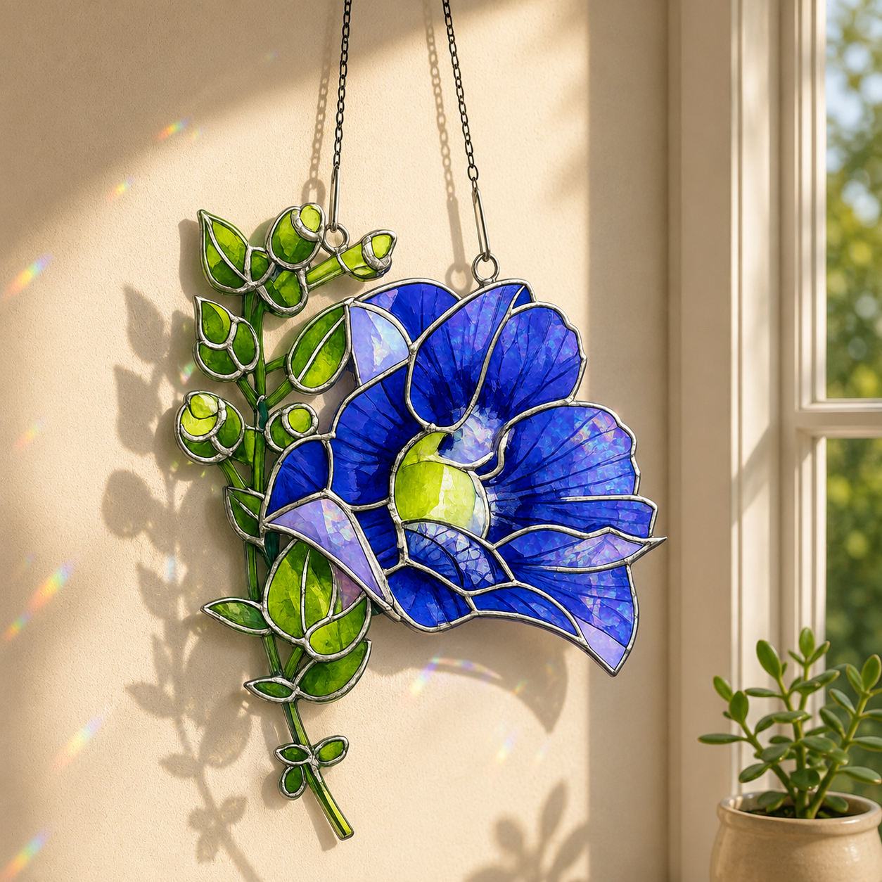 Blue Butterfly Pea Flower Holographic Acrylic Suncatcher