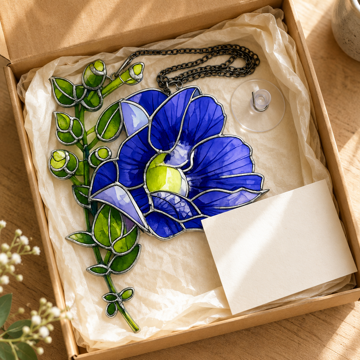 Blue Butterfly Pea Flower Holographic Acrylic Suncatcher