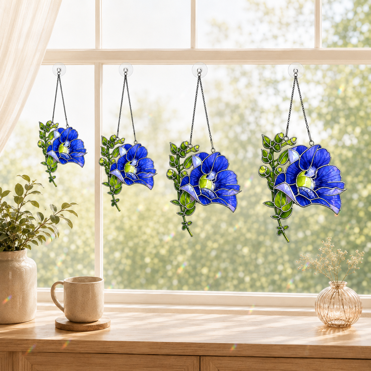Blue Butterfly Pea Flower Holographic Acrylic Suncatcher