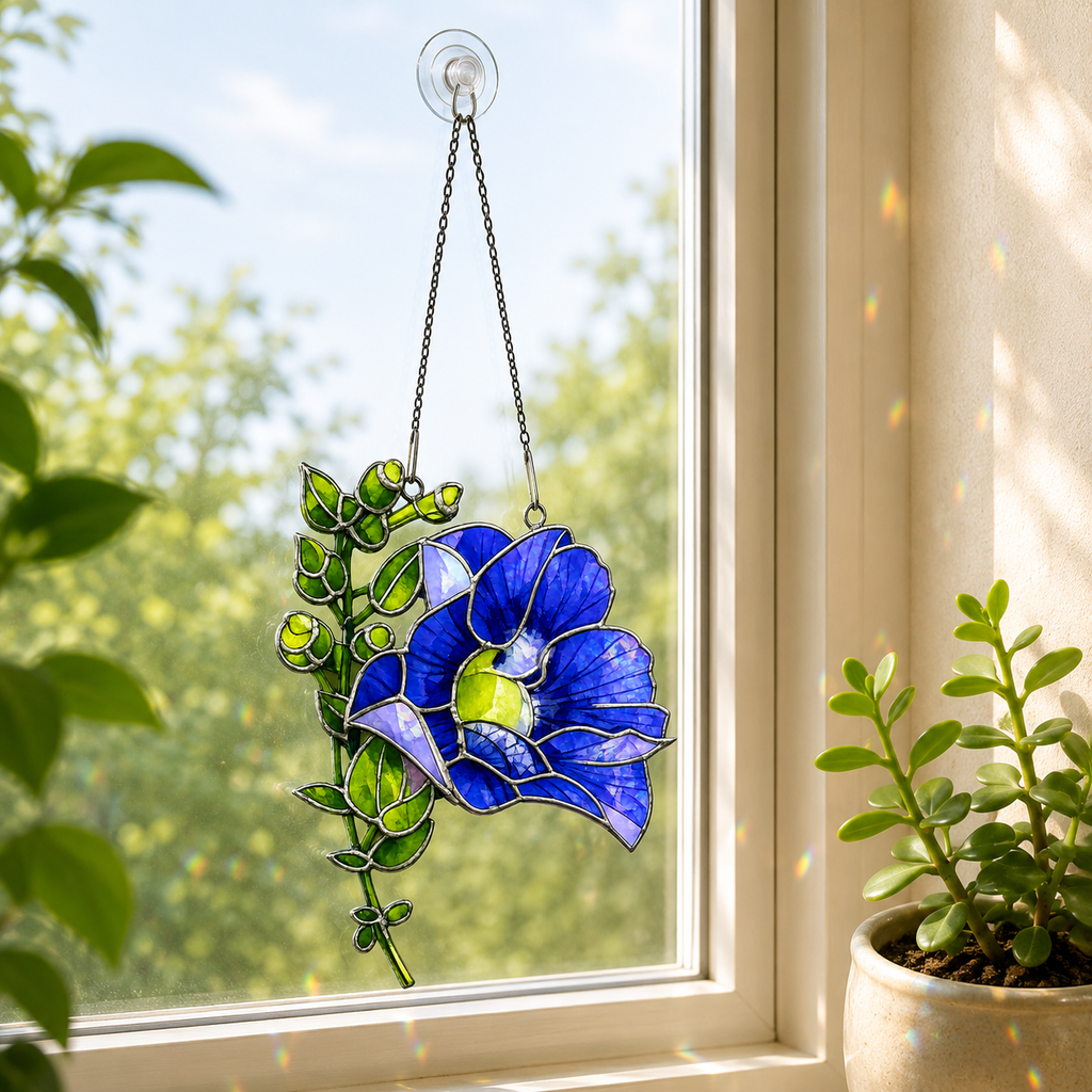 Blue Butterfly Pea Flower Holographic Acrylic Suncatcher