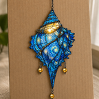 Starry Night Conch Shell with Pearl Drops Holographic Acrylic Suncatcher