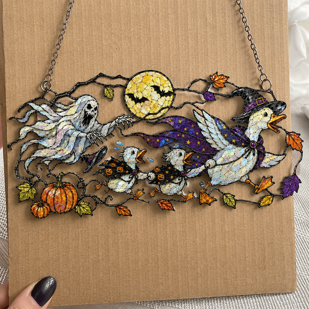Ghosts & Ravens under the Harvest Moon Holographic Acrylic Suncatcher