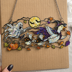 Ghosts & Ravens under the Harvest Moon Holographic Acrylic Suncatcher