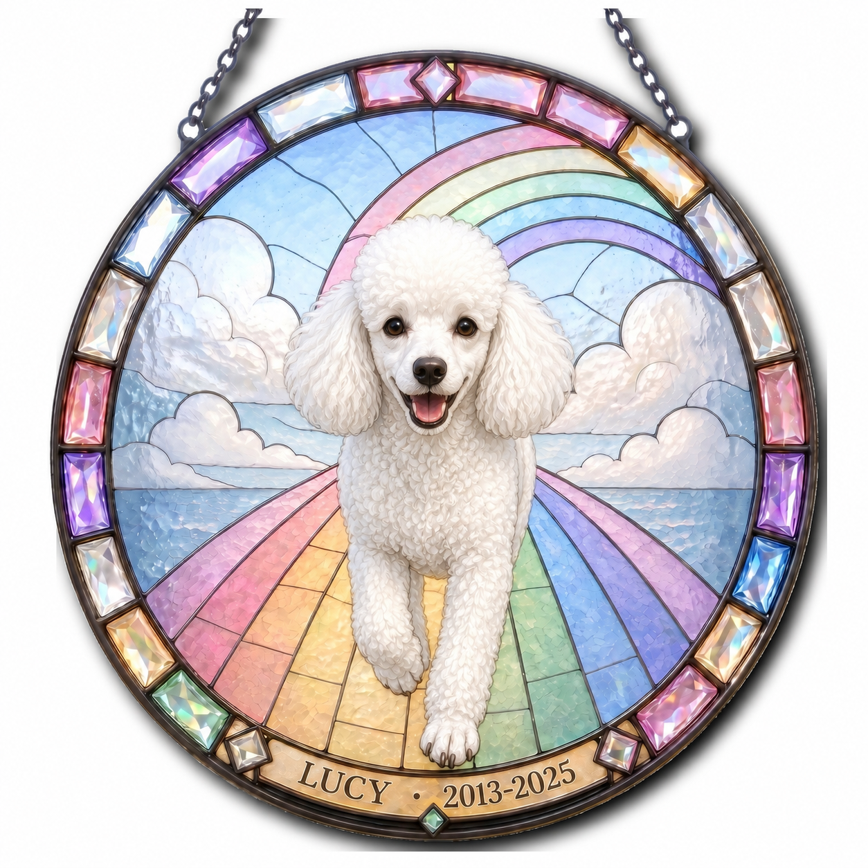 Personalized Pet Memorial Suncatcher – Rainbow Bridge Photo