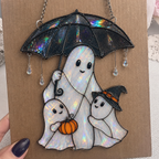 Ghost Family & Umbrella Holographic Acrylic Suncatcher